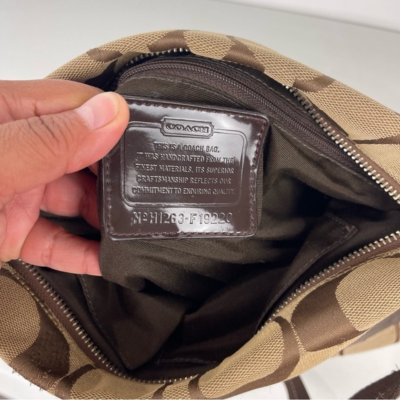 Coach Signature Monogram Crossbody Shoulder Bag Brown Medium Size - Picture 10 of 13